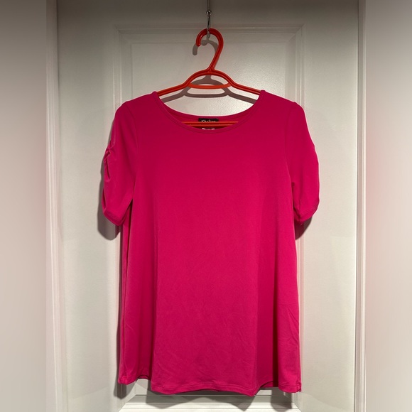 Kim & Co. Brazil Knit Short Ruched Sleeve Top - Picture 5 of 10